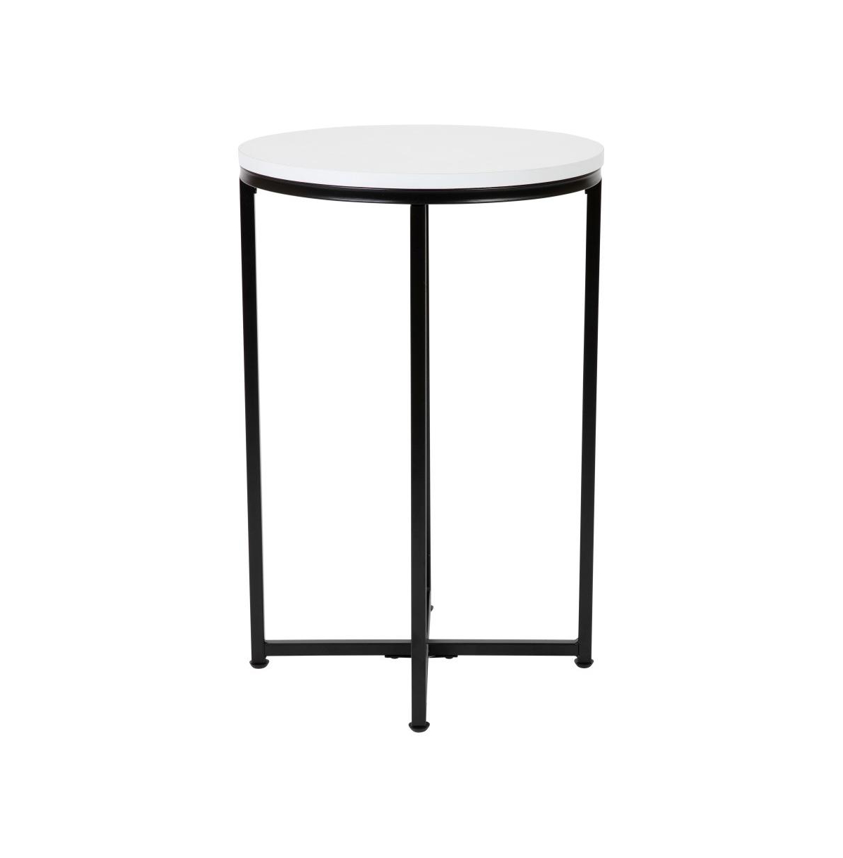 Merrick Lane Fairdale End Table With Round Cross Brace Frame -matte black frame