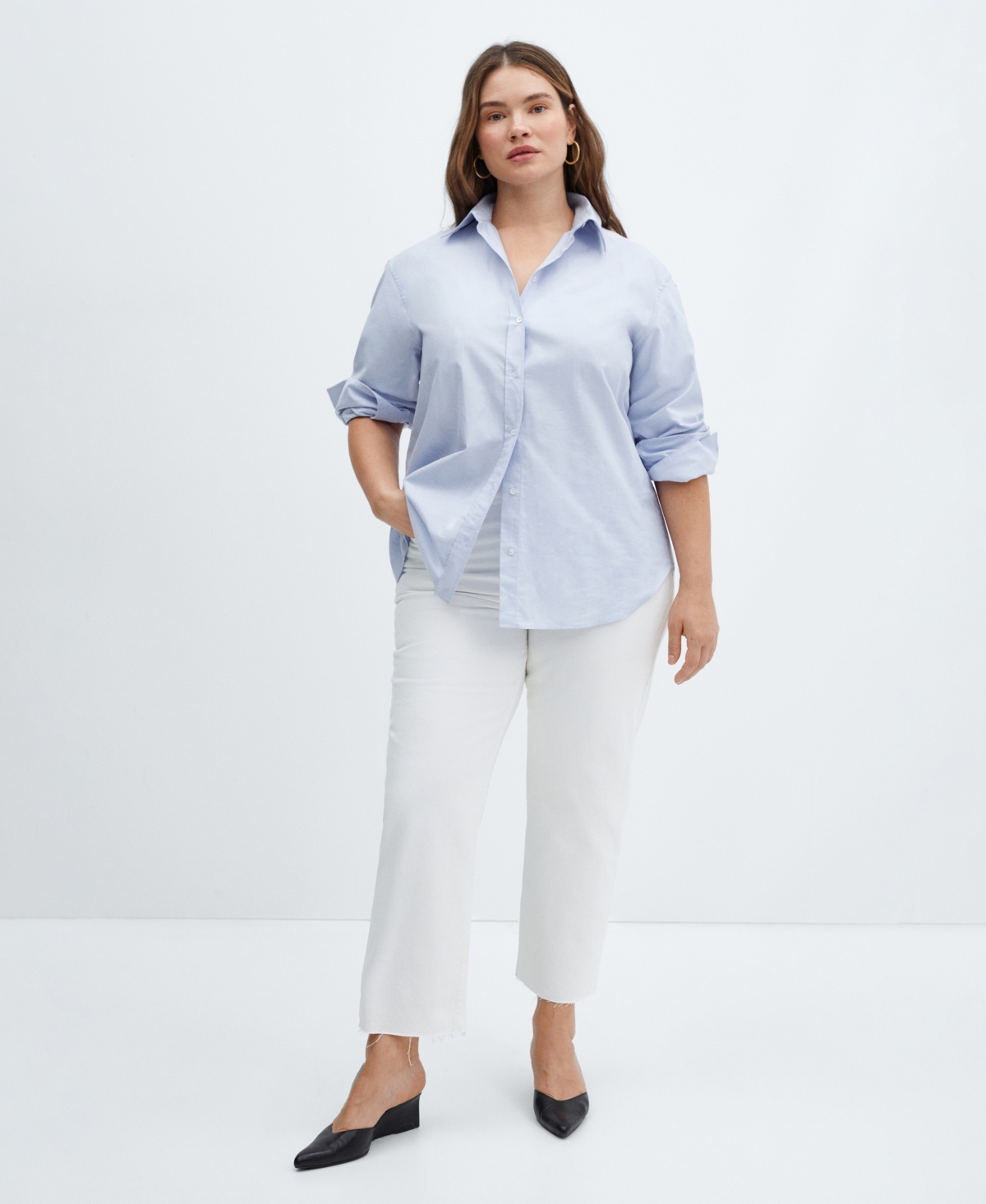 Mango Women's Straight-Fit Cropped Jeans