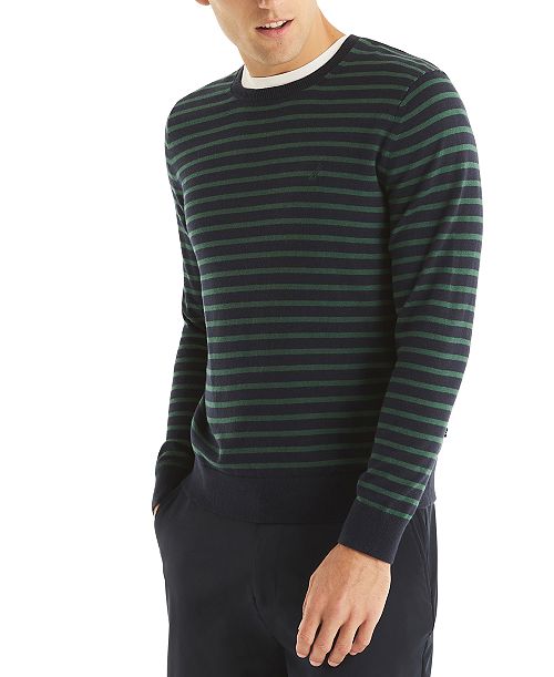 alfani Nautica Men's Navtech Classic-Fit Stripe Crewneck Sweater Men's Fashion & Accessories