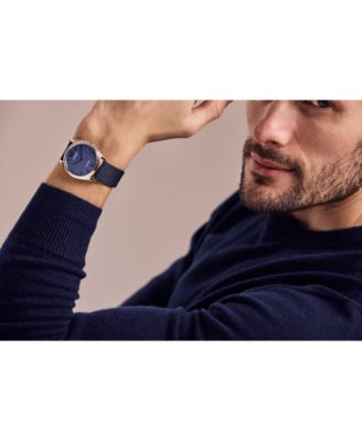 Eco-Drive Unisex Blue Leather Strap Watch 38mm