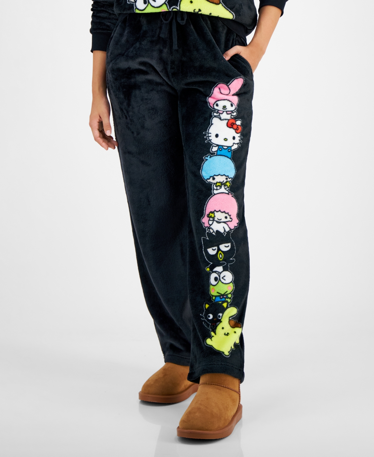 Love Tribe Juniors' Hello Kitty And Friends Plush Fleece Graphic Sweatpants
