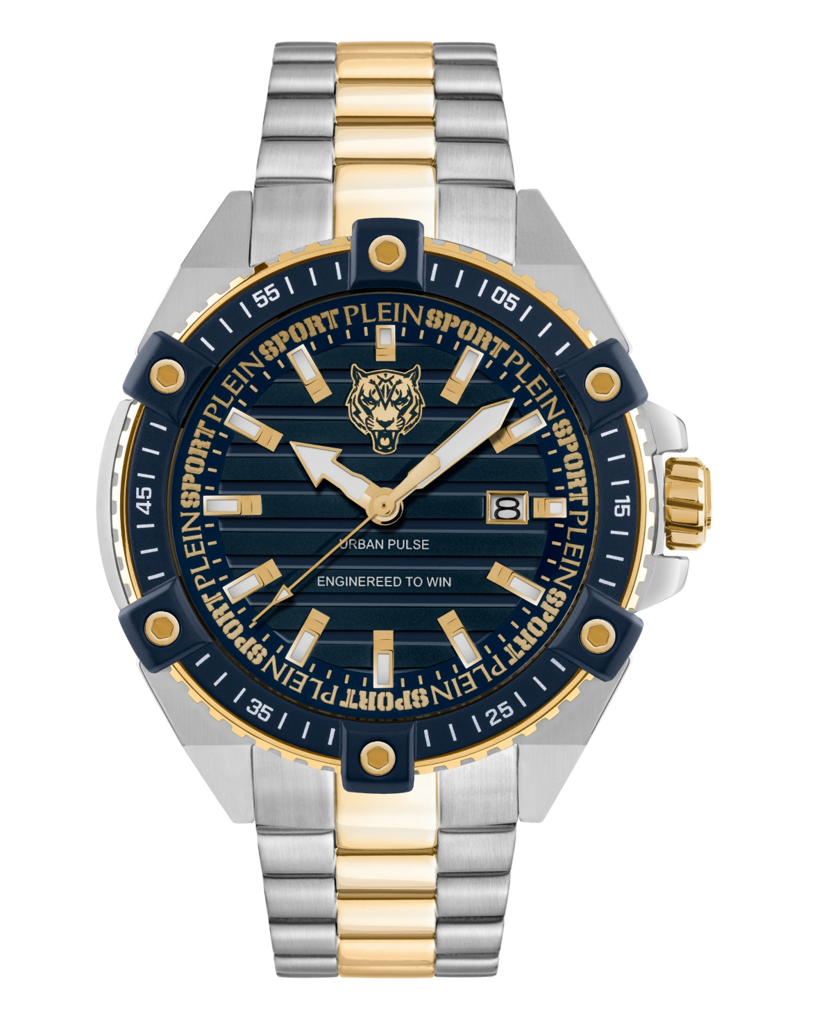 Men's Urban Pulse 3 Hand Date Quartz Two Tone Bracelet 47mm - Two Tone