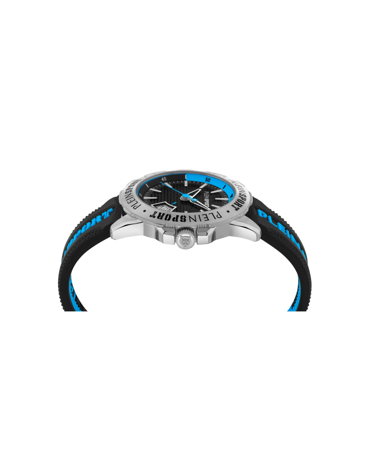 Shop Plein Sport Men's Rampage 3 Hand Date Quartz Black Silicone Strap 44mm