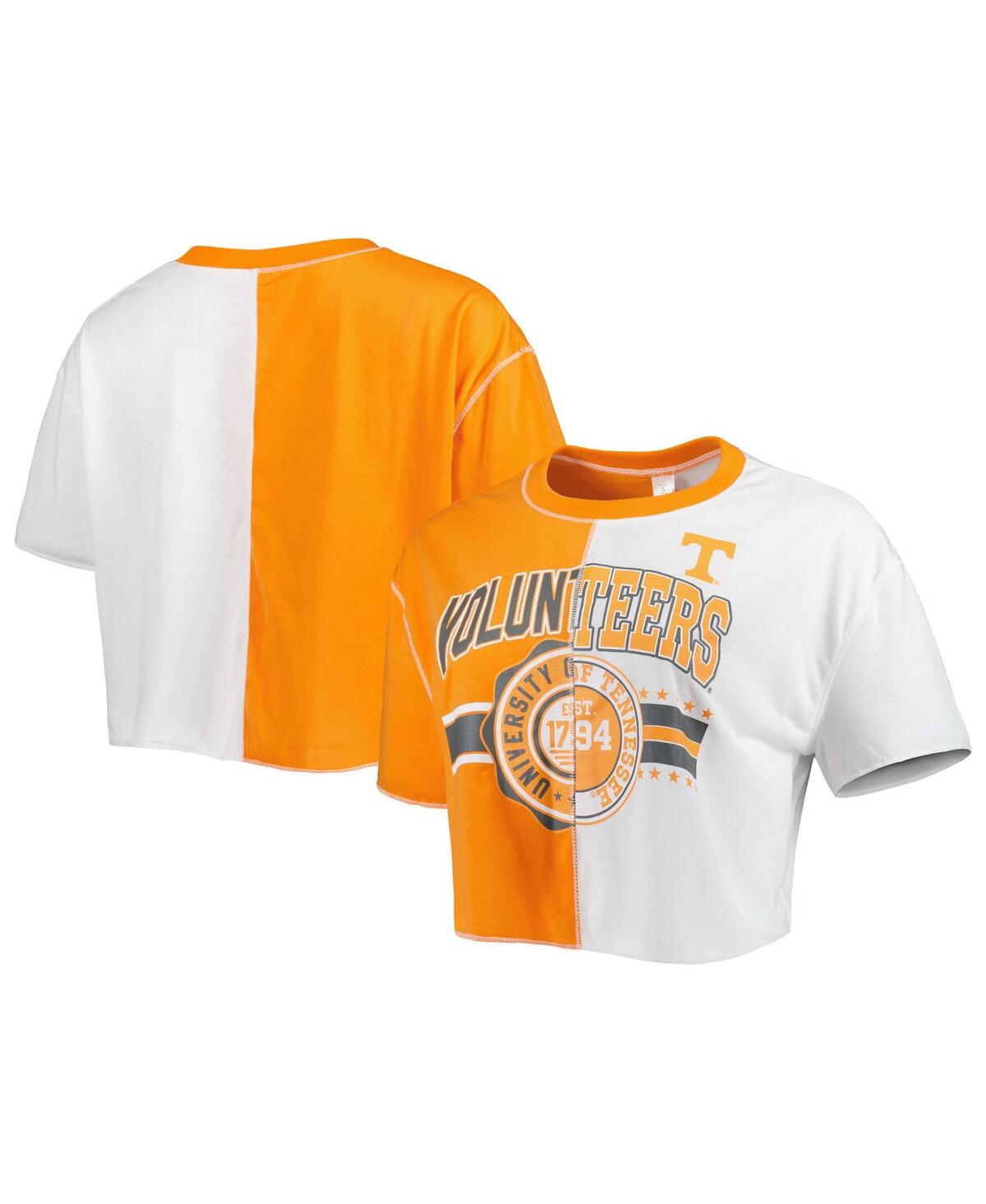 Women's Tennessee Orange/White Tennessee Volunteers Colorblock Cropped T-Shirt - Tennessee Orange