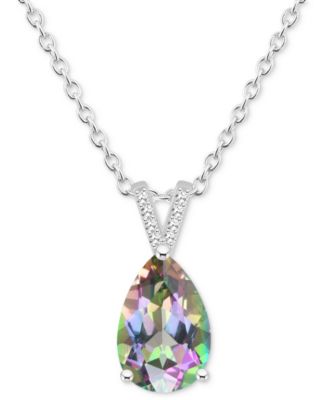 Macy's - Mystic Topaz (3-5/8 ct. t.w.) & Diamond Accent Pear 18" Pendant Necklace in Sterling Silver (Also in Pink Topaz)