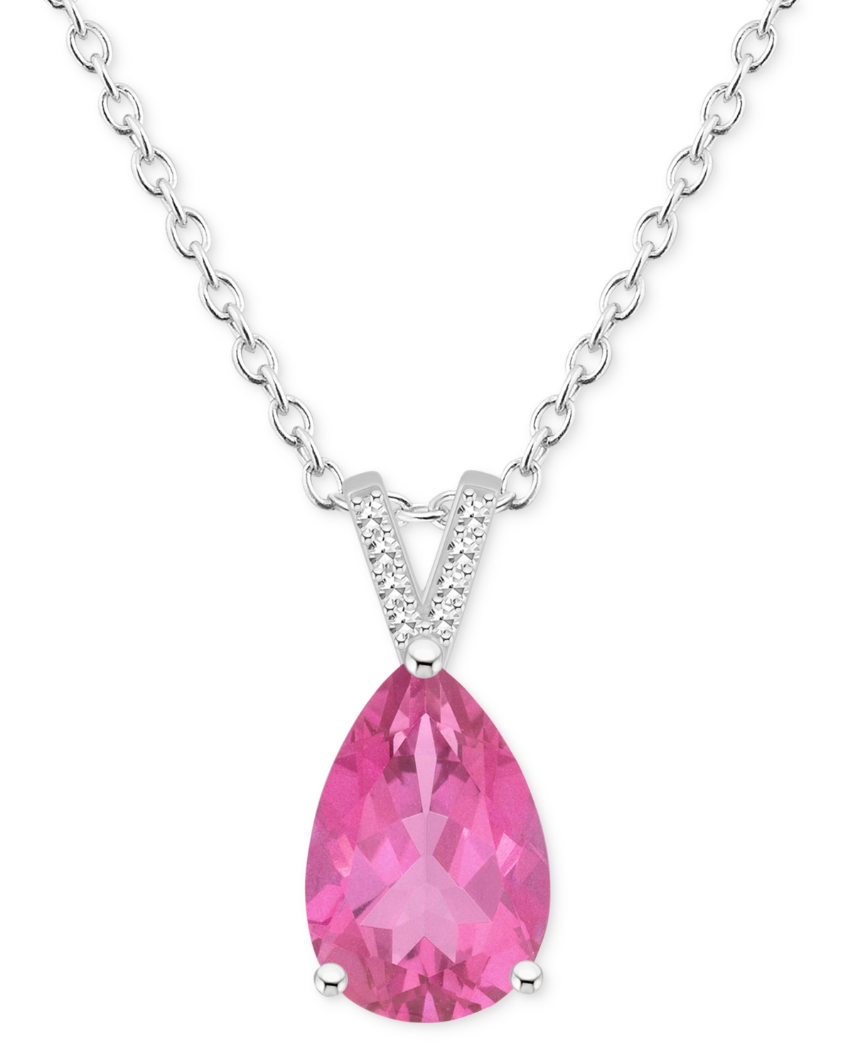Macy's Mystic Topaz (3-5/8 Ct. T.w.) & Diamond Accent Pear 18" Pendant Necklace In Sterling Silver (also In In Pink Topaz