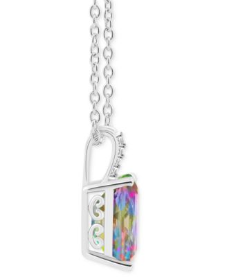 Mystic Topaz (4-1/4 ct. t.w.) & Diamond Accent Emerald-Cut 18" Pendant Necklace in Sterling Silver (Also in Pink Topaz)