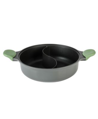 Theodore 6.5 QT Cast Aluminum Everyday Pan Hot Pot W/ Dividers, Nonstick Interior, and Lid