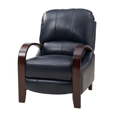 Alex Mid Century Modern Genuine Leather Manual Recliner