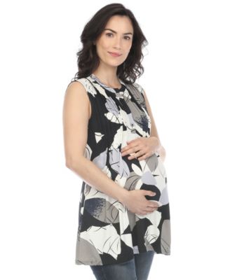Maternity Pleated Front Sleeveless Tunic Top