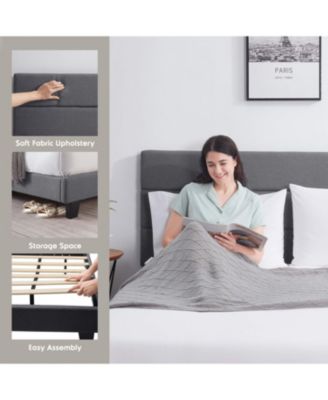 Horizontal Channel Upholstered Platform Bed - King - Navy