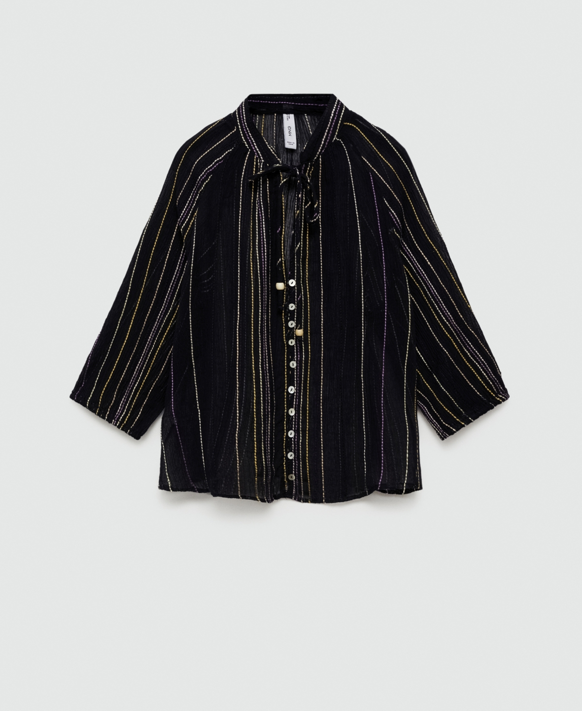 Mango Women's Striped Bow Blouse