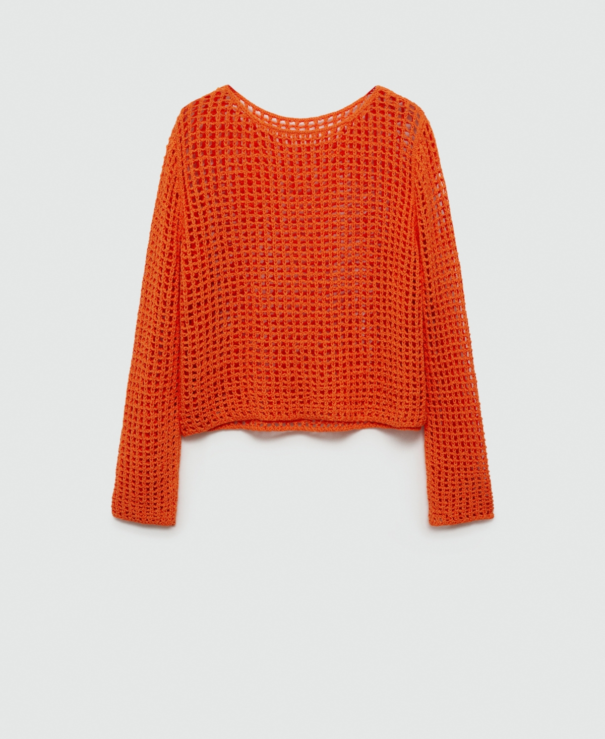 Mango Openwork Knit Sweater Orange In Orange
