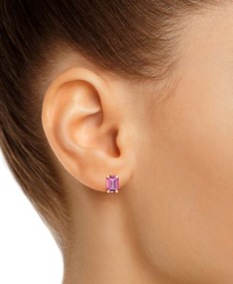 Pink Topaz Emerald-Cut Solitaire Stud Earrings (1-3/8 ct. t.w.) in 10k Gold