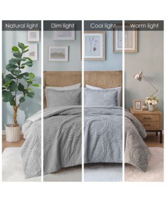 Arya Embroidered Medallion Faux Fur 3-Pc. Comforter Set, King/California King