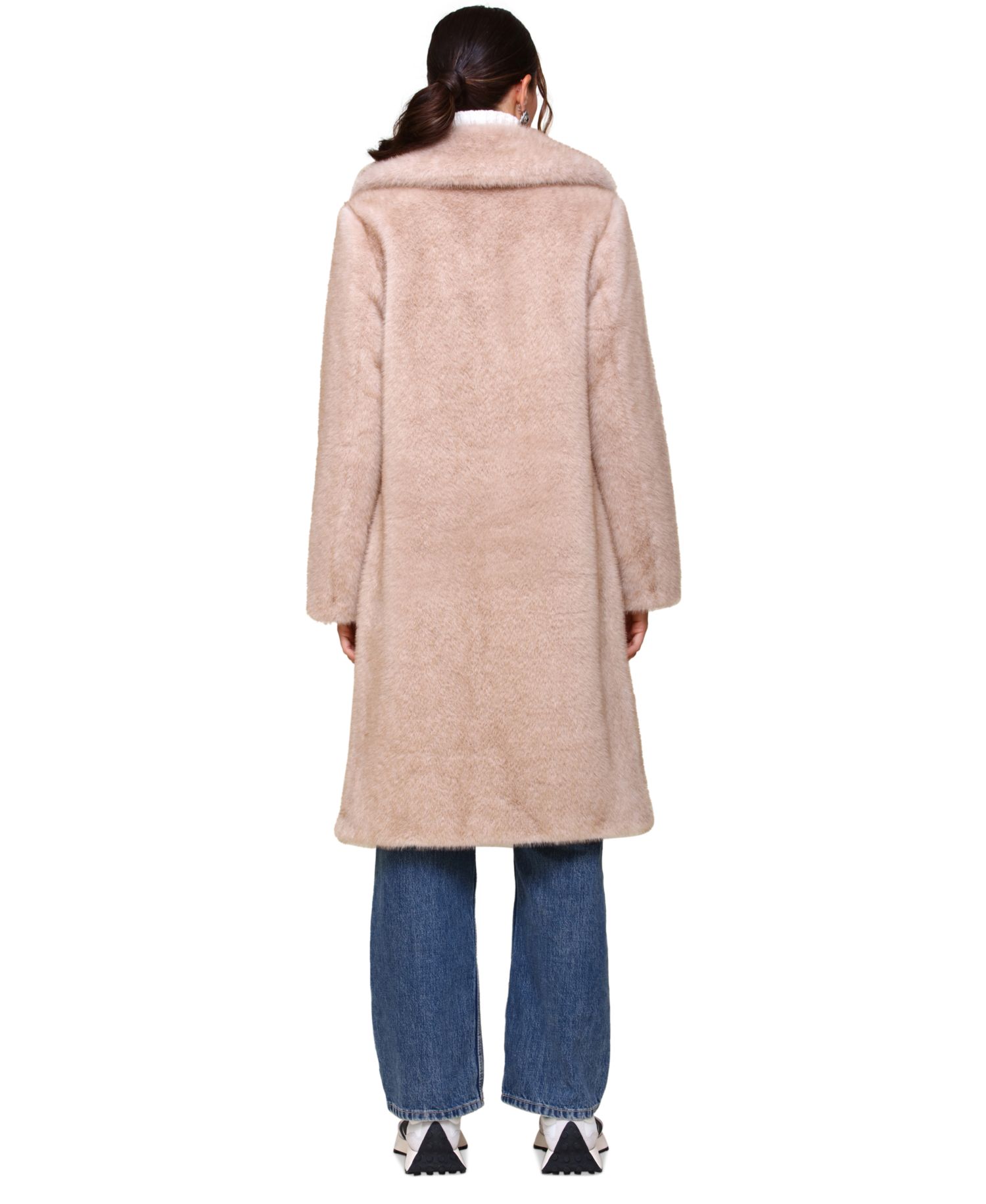 Women's Notched-Collar Faux-Fur Coat