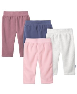 Baby Girls Fleece Pants, 4-Pack