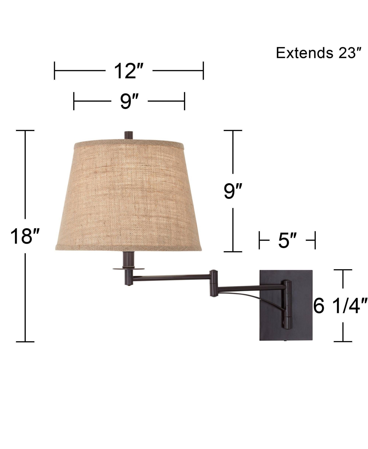 Brinly Farmhouse Rustic Swing Arm Wall Lamp MatteMetal Plug-in 12
