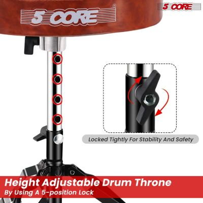 Drum Throne 3" Thick Padded Comfortable Guitar Stool Drummer Chair Adjustable Musician Seat - DS BLKCH CML BR