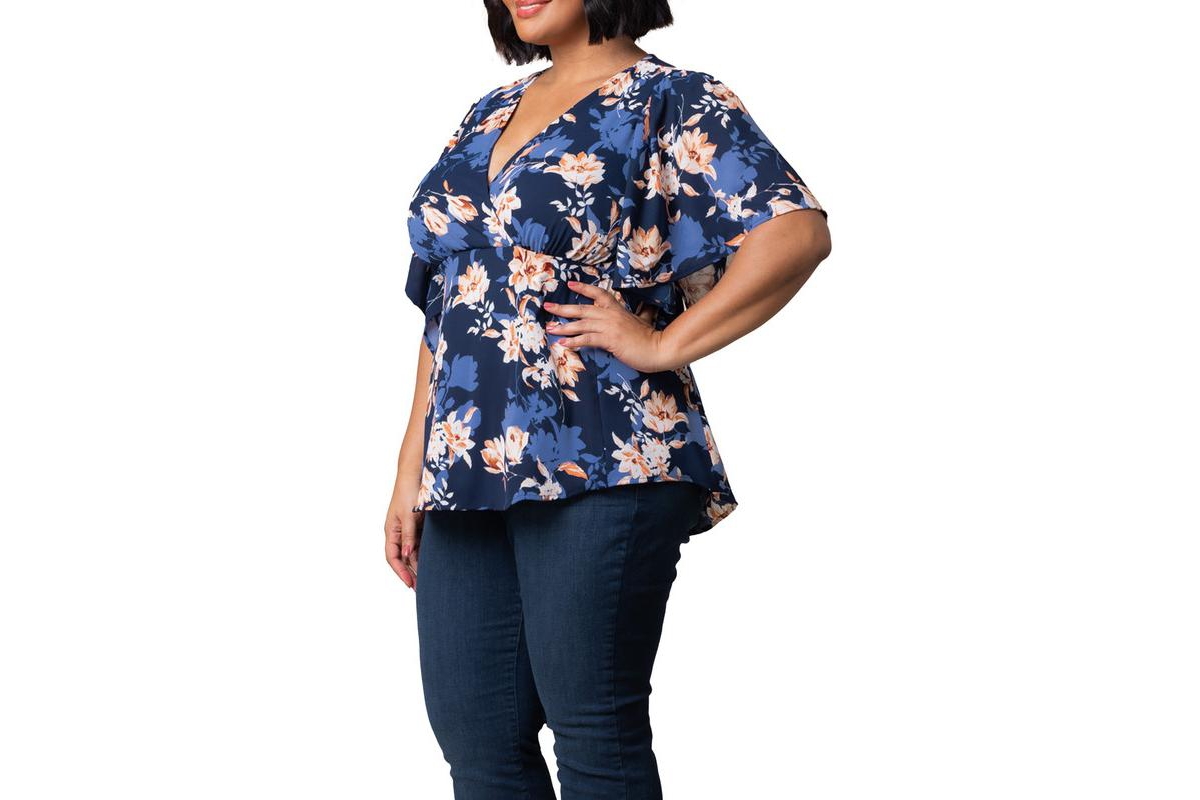 Kiyonna Plus Size Seaside Serenade Peplum Top
