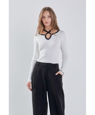 Women's Knit Cutout Halter Top