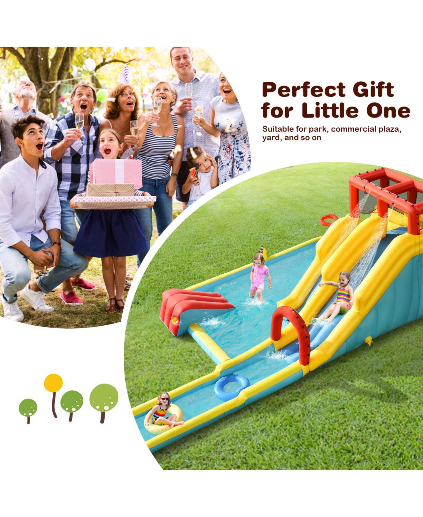 Детская игрушка INOLAIT 7-in-1 Inflatable Dual Slide Water Park Bounce House With 680W Blower — фото 4
