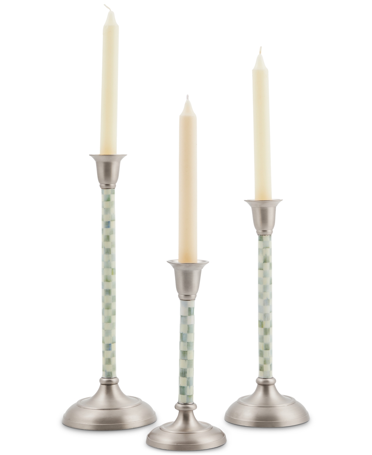 Mackenzie-childs Sterling Check Large Candlestick In No Color