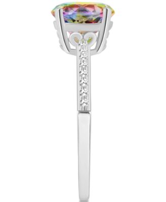 Mystic Topaz (2-3/8 ct. t.w.) & Diamond (1/10 ct. t.w.) Solitaire Ring in Sterling Silver (Also in Pink Topaz)