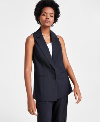 Bar III - Women's Button-Front Notch-Collar Vest