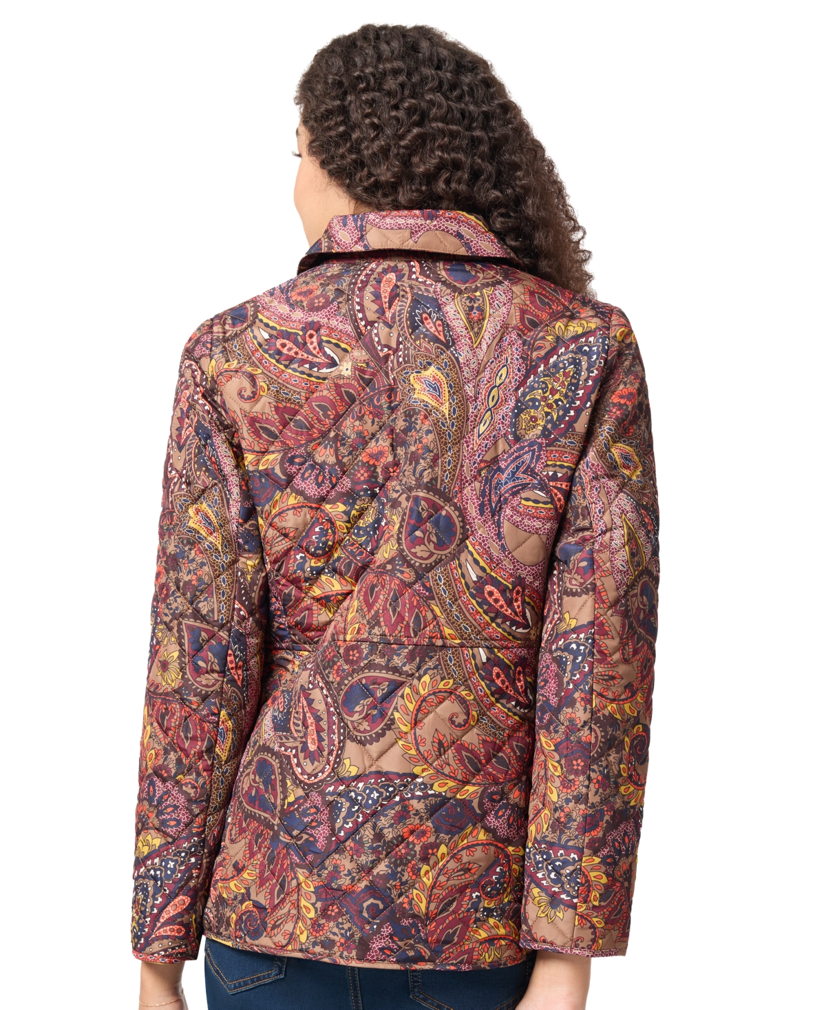 Jones New York Women's Printed Quilted Snap-Front Jacket