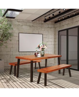 Rectangular Acacia Wood Rustic Dining Furniture Table