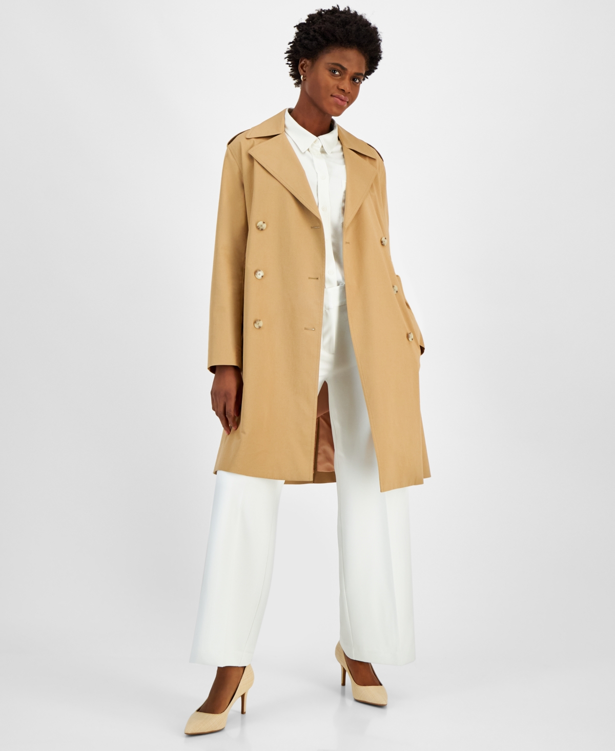 Women's Classic Double-Breast Trench Coat - Medium Beige