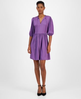 BOSS Orange - Women's Dorena Solid-Color Elbow-Sleeve A-Line Dress