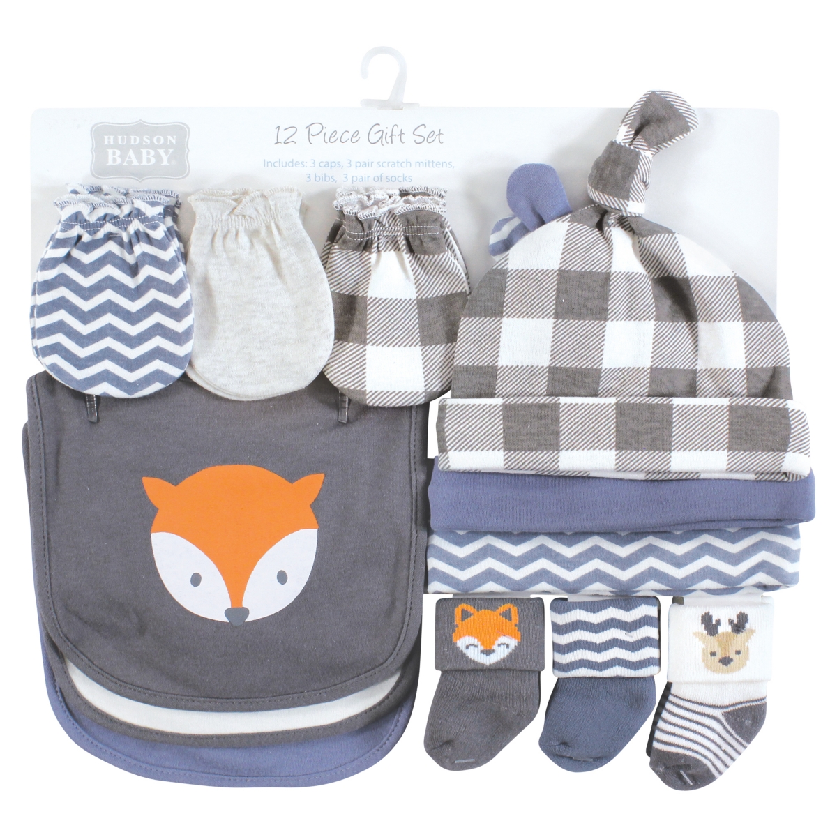 Hudson Baby Baby Boys Hudson Caps or Headbands, Bibs, Mittens and Socks 12pc Set