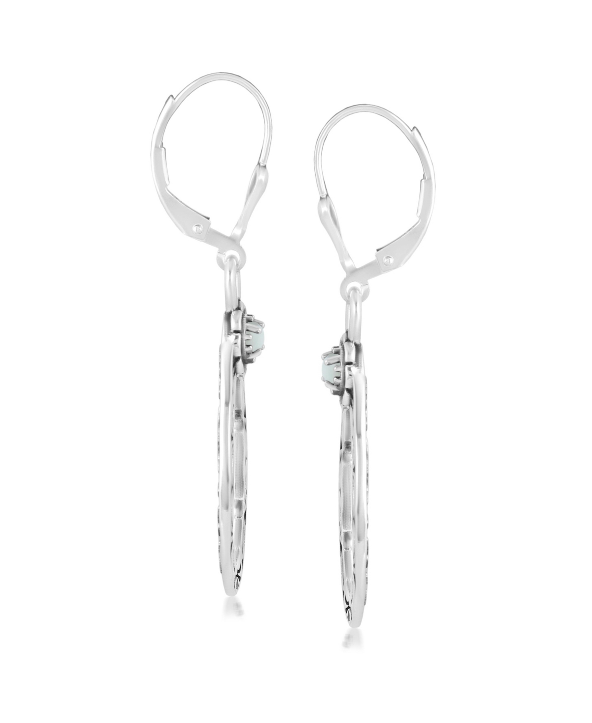 American West Jewelry Sterling SilverGemstone Pear Shaped Lever Back Earrings - White mother of pearl
