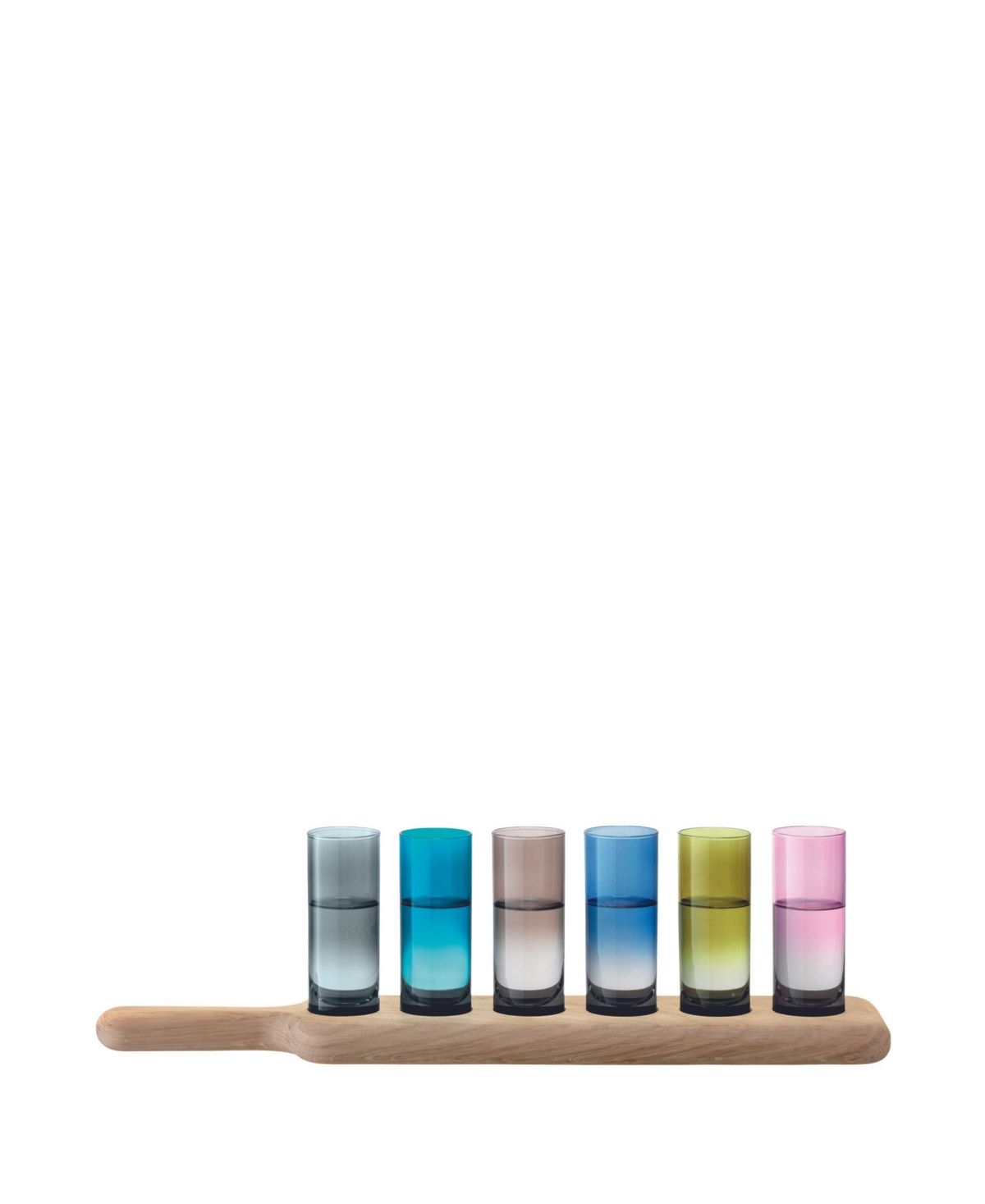 Lsa International Vodka Shot Glass Set With Oak Paddle In Assorted Color Glass And Ash Paddle