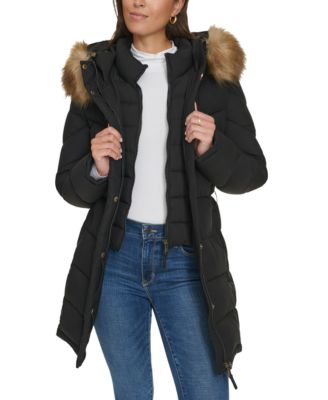 Women's Faux-Fur-Trim Hooded Puffer Coat