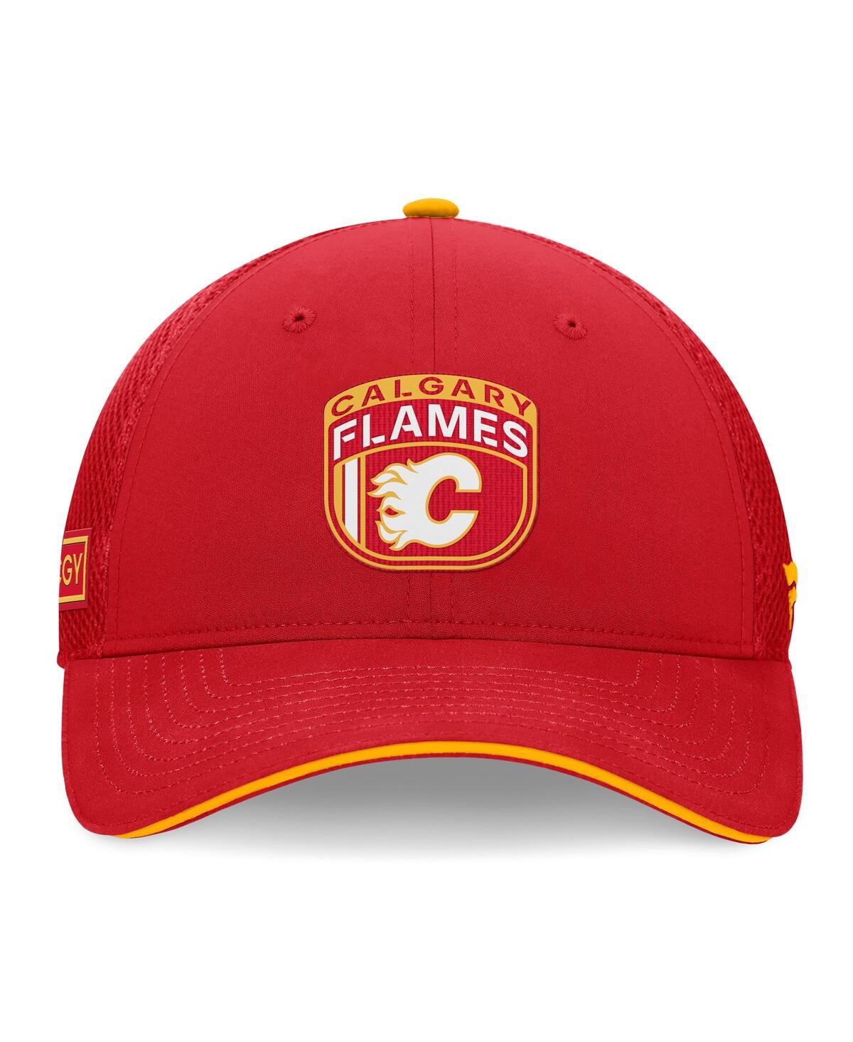 Fanatics Men's Red Calgary Flames 2024 Nhl Draft On Stage Trucker Adjustable Hat In Red,gold
