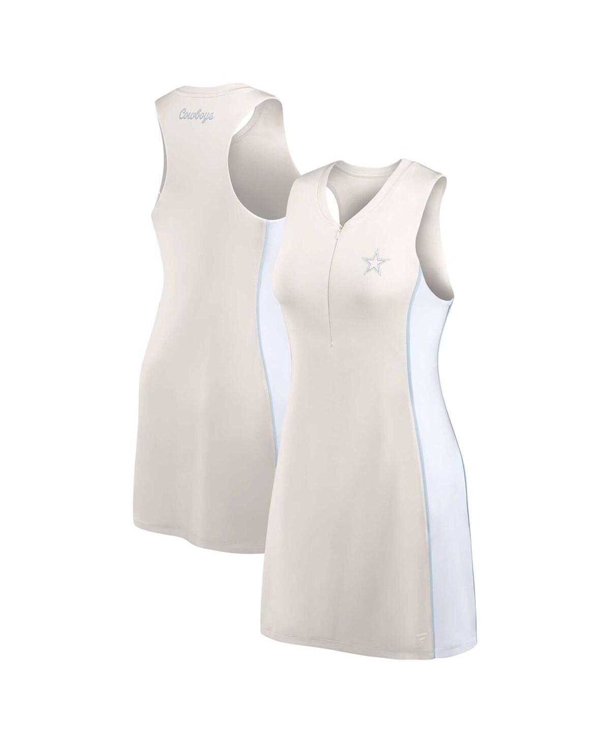 Women's Cream Dallas Cowboys Studio Boost Athletic Half-Zip Dress - Cream, Light Blue
