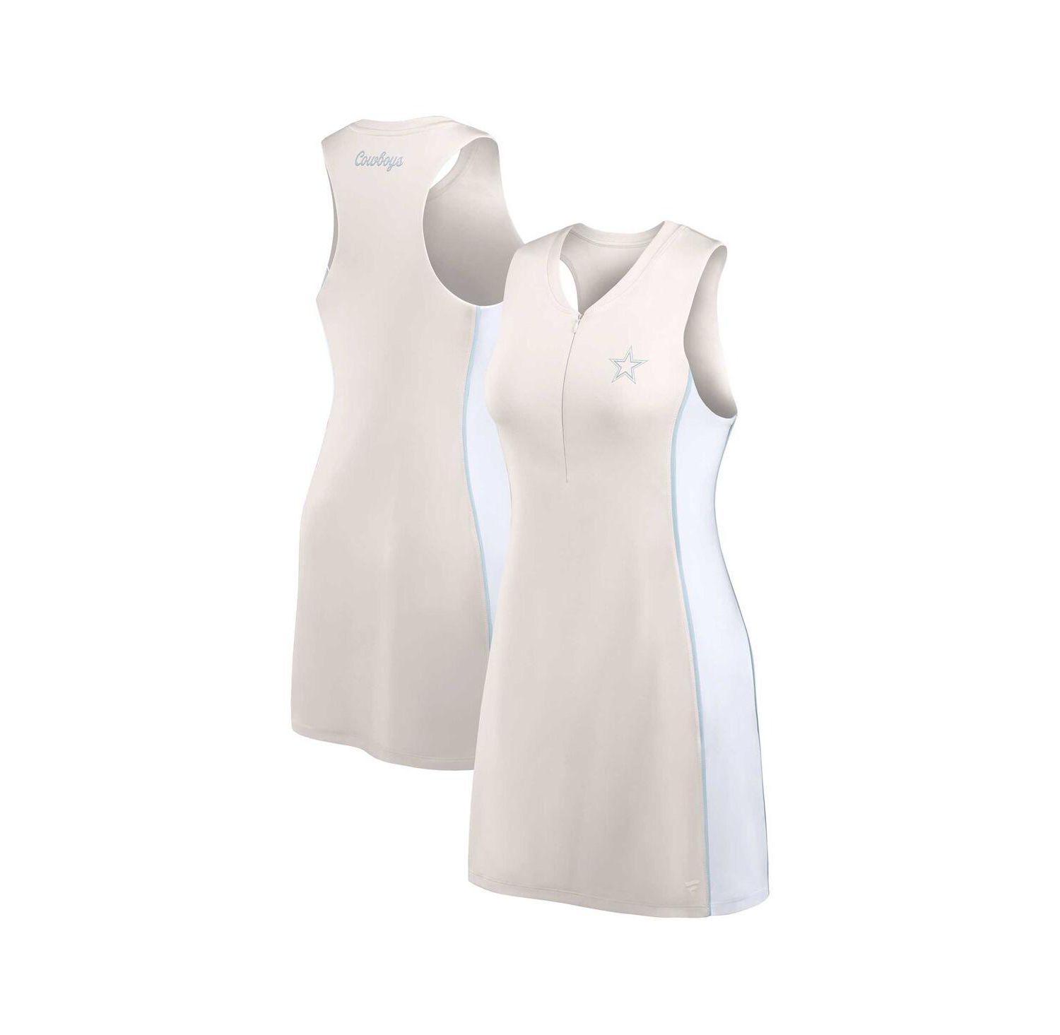 Women's Cream Dallas Cowboys Studio Boost Athletic Half-Zip Dress
