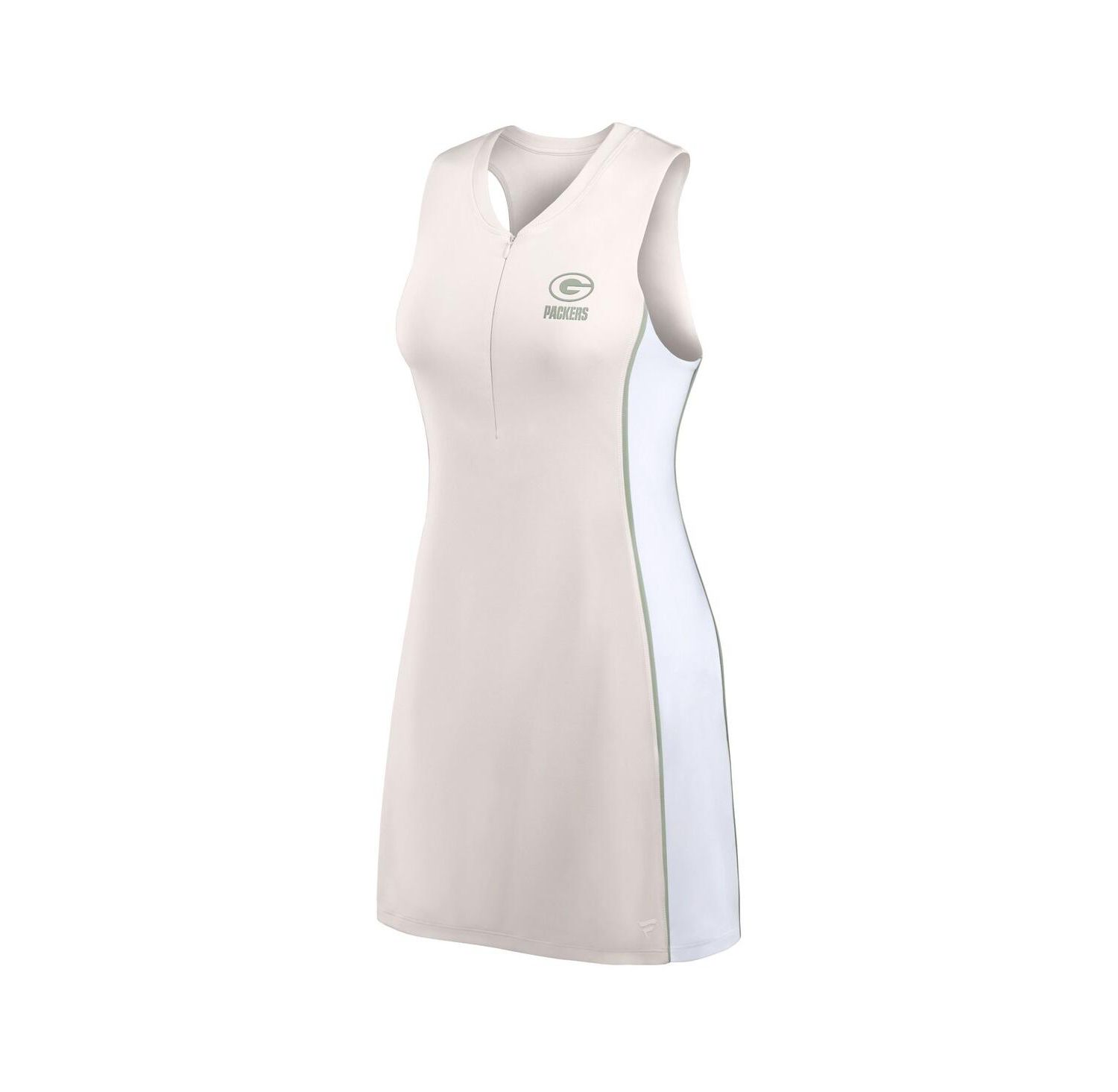Women's Cream Green Bay Packers Studio Boost Athletic Half-Zip Dress