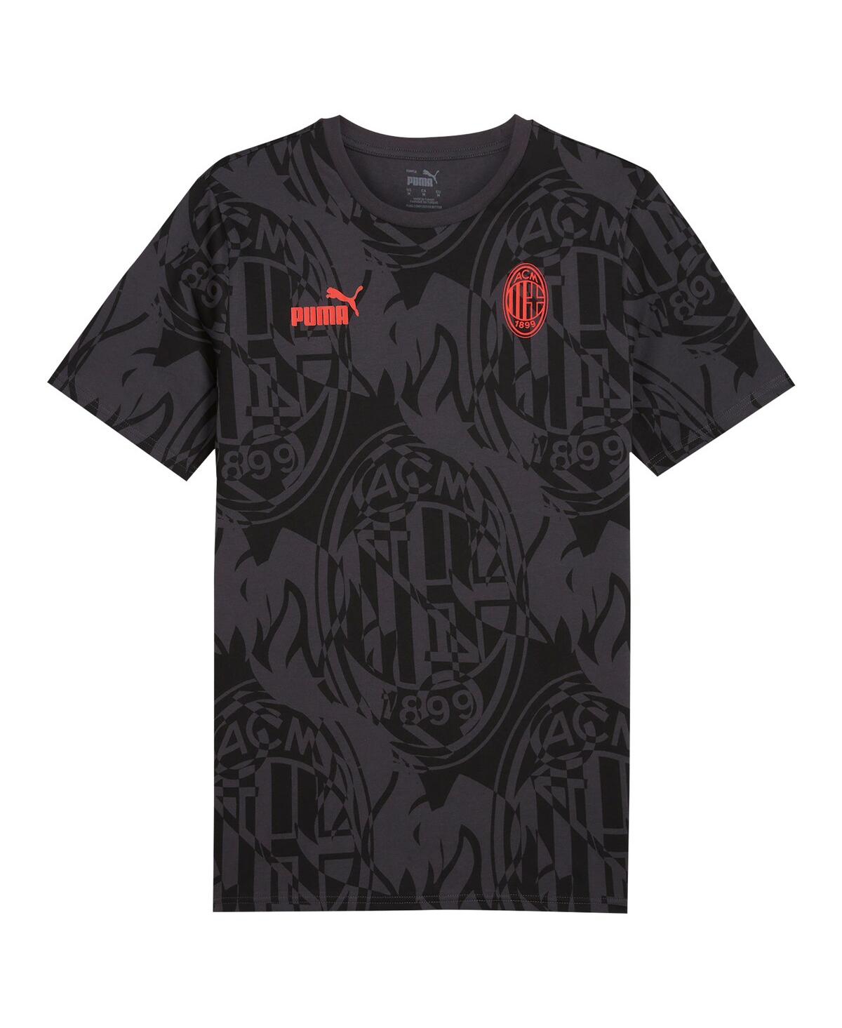 Puma Men'sAc Milan ftblCulture Aop T-Shirt - Black