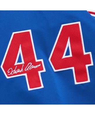 Men's Hank Aaron&nbsp;White/Royal Atlanta Braves Cooperstown Collection Legends Lightweight Satin Raglan Full-Snap Jacket