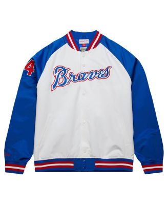 Men's Hank Aaron&nbsp;White/Royal Atlanta Braves Cooperstown Collection Legends Lightweight Satin Raglan Full-Snap Jacket