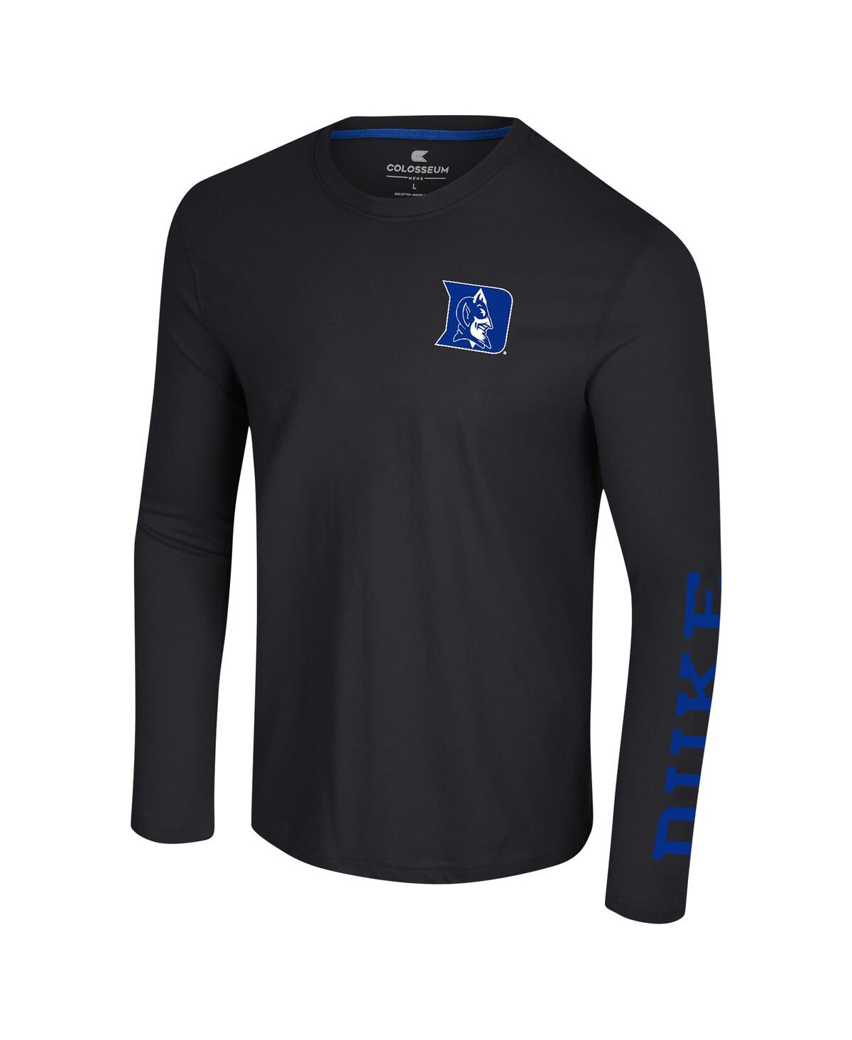 Colosseum Men's Black Duke Blue Devils Logo Lockup 3-hit Active Blend Long Sleeve T-shirt In Black