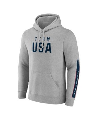 Men's Heather Gray Team USA Rayures Pullover Hoodie