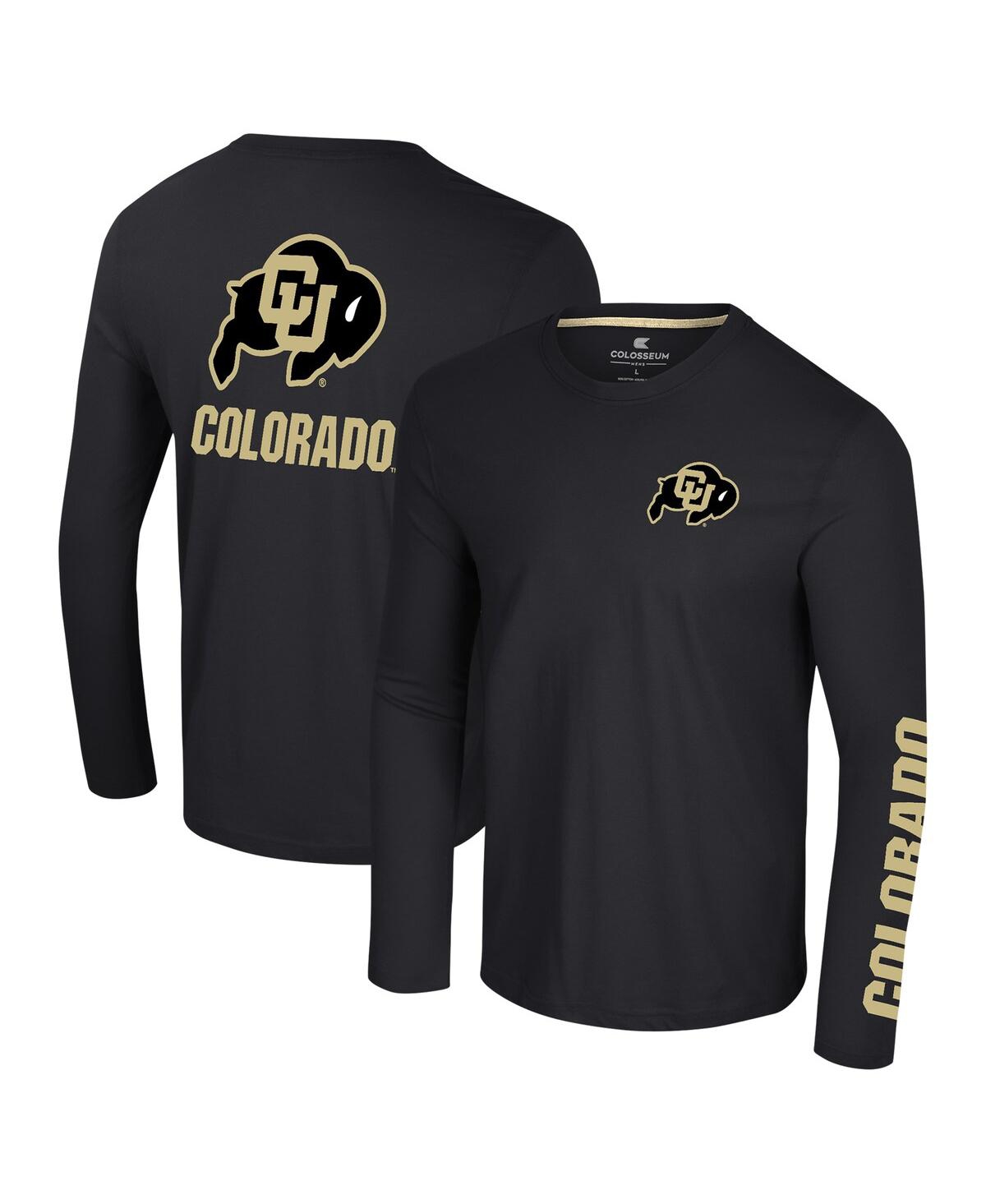 Colosseum Men's Black Colorado Buffaloes Logo Lockup 3-hit Active Blend Long Sleeve T-shirt In Black