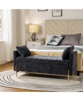 Angelus Modern Upholstered Flip Top Storage Bench with Throw Pillow