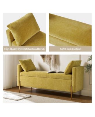 Angelus Modern Upholstered Flip Top Storage Bench with Throw Pillow