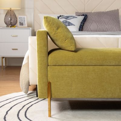 Angelus Modern Upholstered Flip Top Storage Bench with Throw Pillow